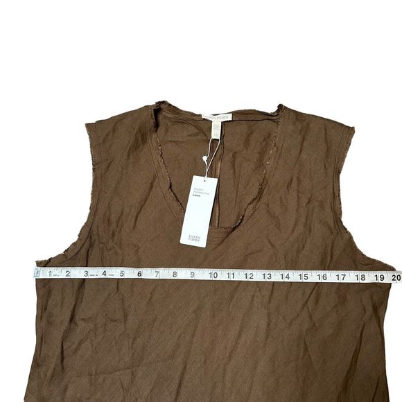 NWT Eileen Fisher Organic‎ Handkerchief Linen Raw-Edge Maxi Dress Brown System L - Picture 5 of 6